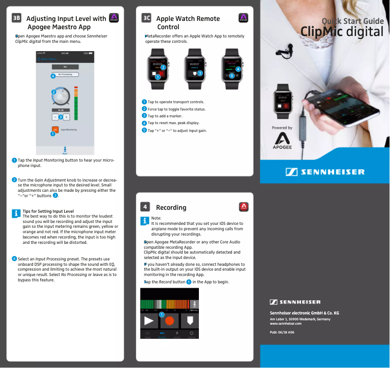 Page 1 de la notice Manuel utilisateur Sennheiser ClipMic Digital