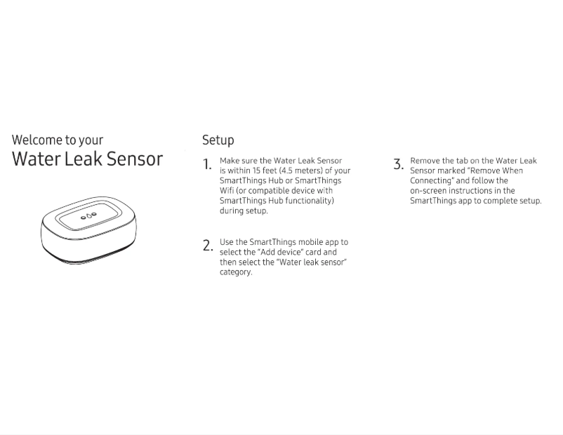 Page 1 de la notice Manuel utilisateur Samsung SmartThings Water Leak Sensor