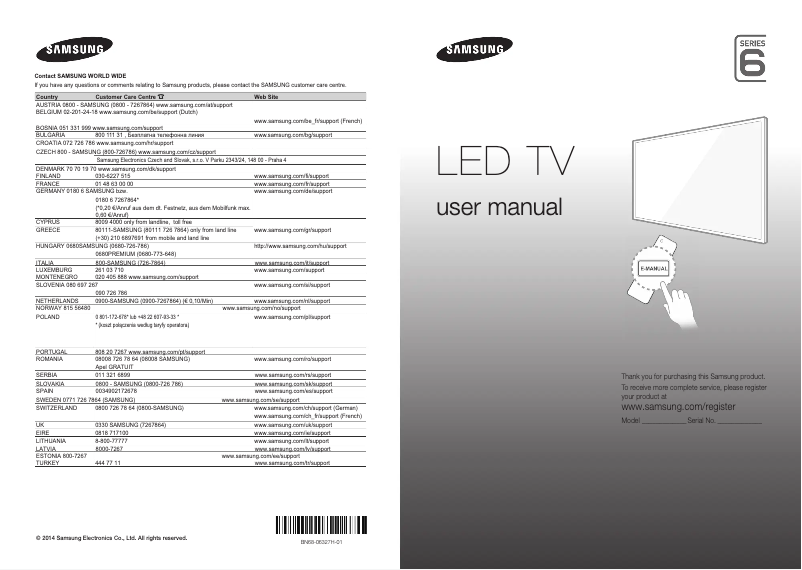 Page 1 de la notice Manuel utilisateur Samsung UE32H6270AS
