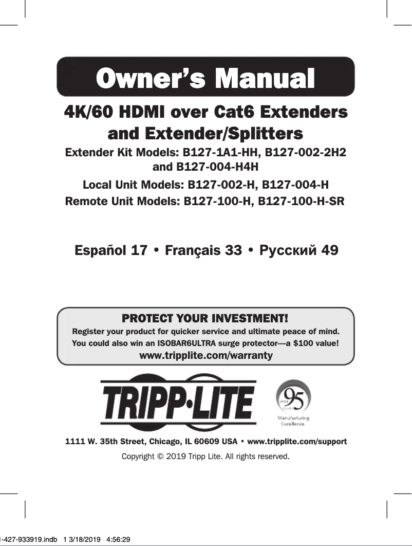 Page 1 de la notice Manuel utilisateur Tripp Lite B127-008-H