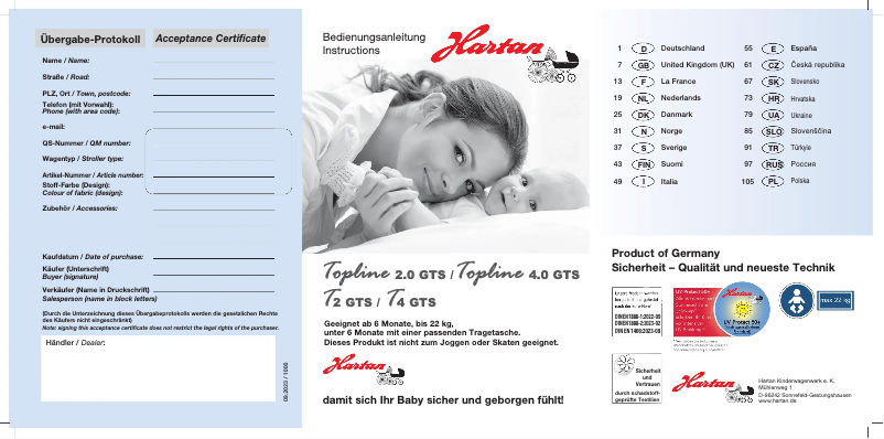 Page n°1 - Manuel utilisateur Hartan Topline 4.0 GTS