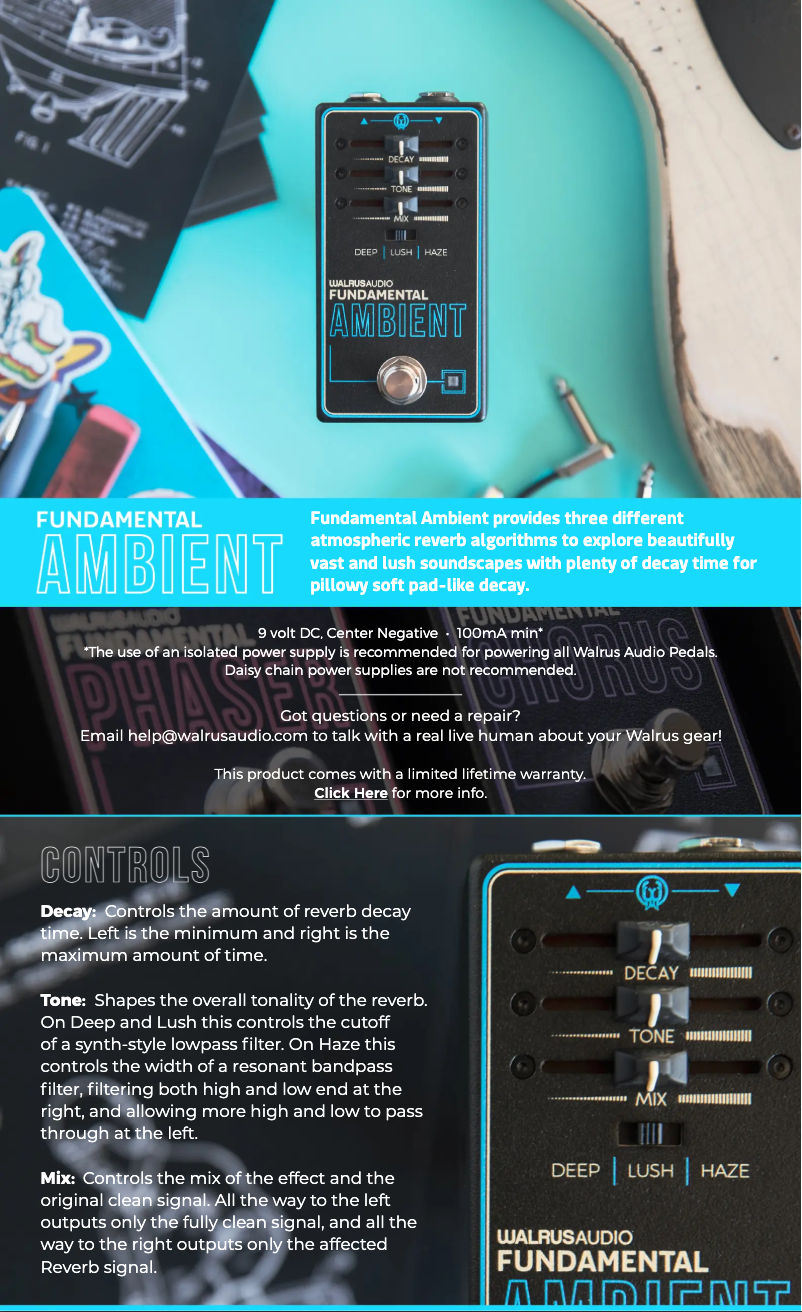 Page n°1 - Manuel utilisateur Walrus Audio Fundamental Ambient