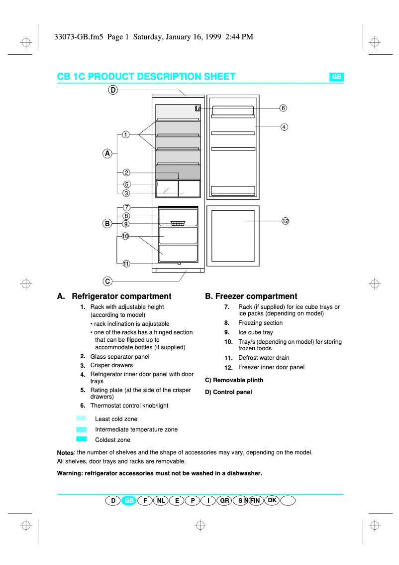 Page n°1 - Manuel utilisateur Whirlpool ART 893/G/BR