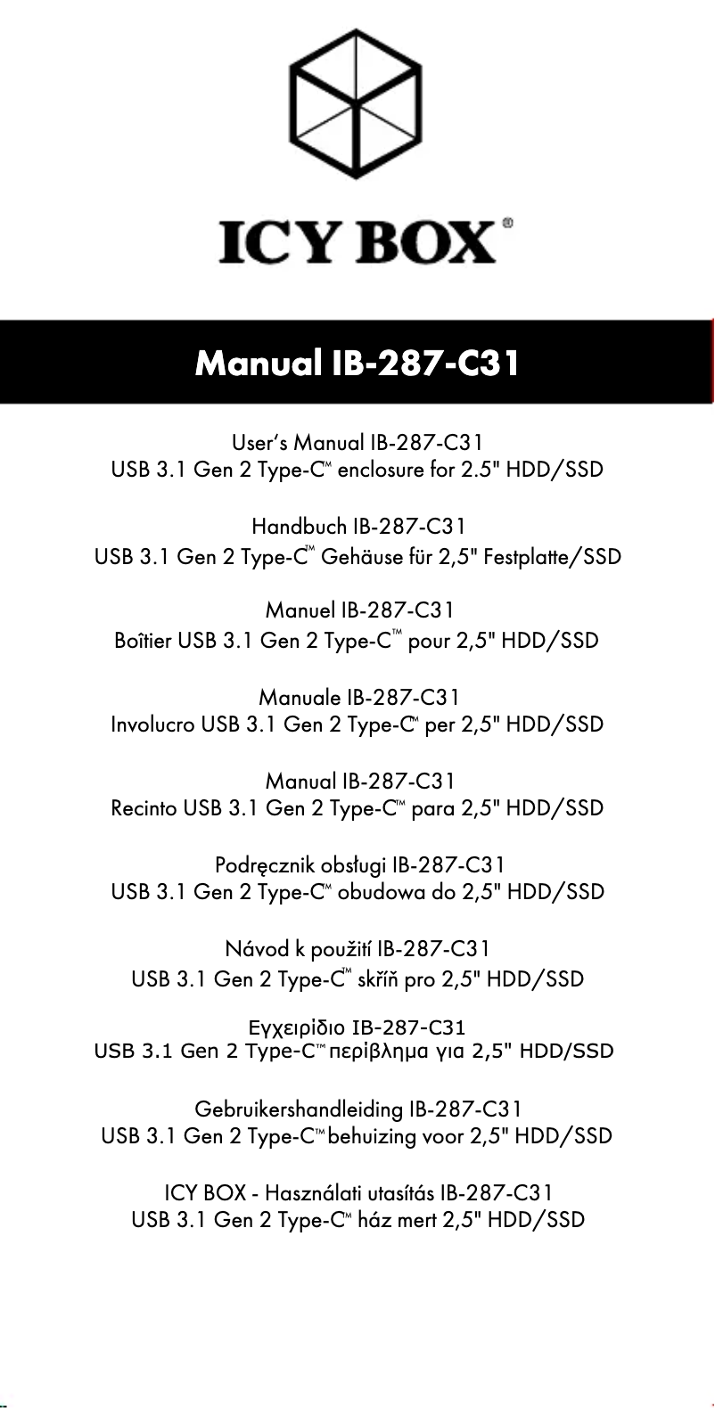 Page n°1 - Manuel utilisateur Icy Box IB-287-C31