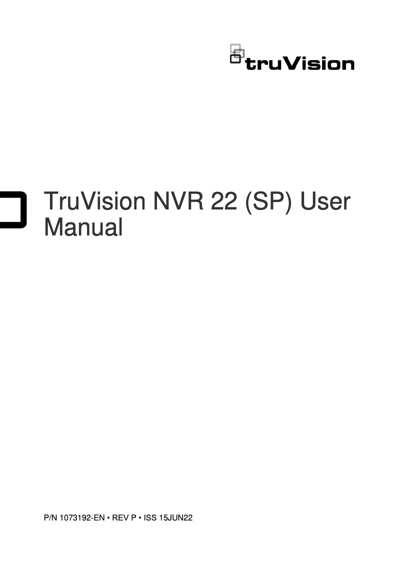 Page 1 de la notice Manuel utilisateur Aritech TruVision NVR 22
