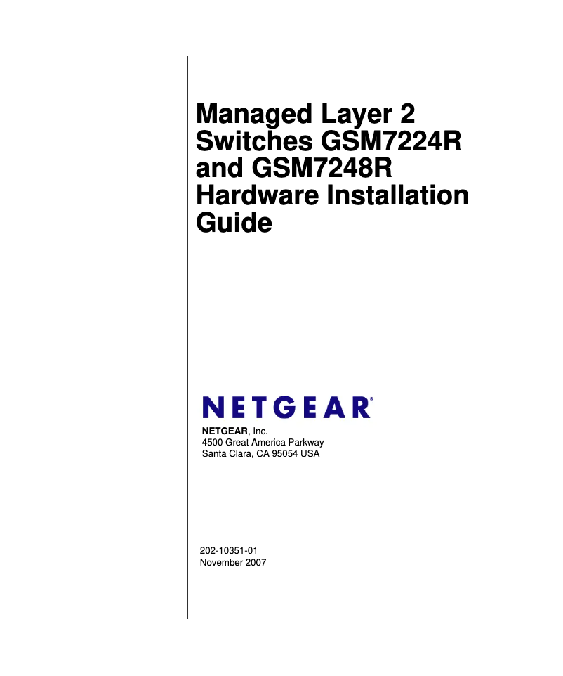 Page 1 de la notice Guide d'installation Netgear GSM7248R