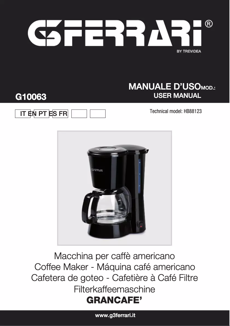 Page 1 de la notice Manuel utilisateur G3 Ferrari Grancafè G10063
