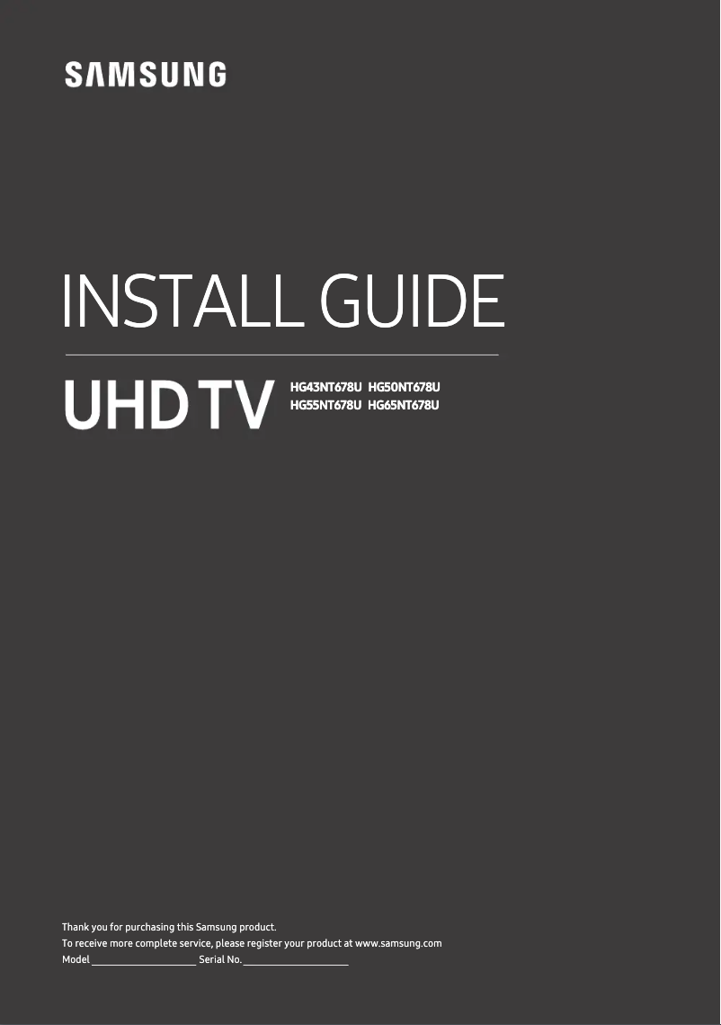 Page 1 de la notice Guide d'installation Samsung HG55NT678UF
