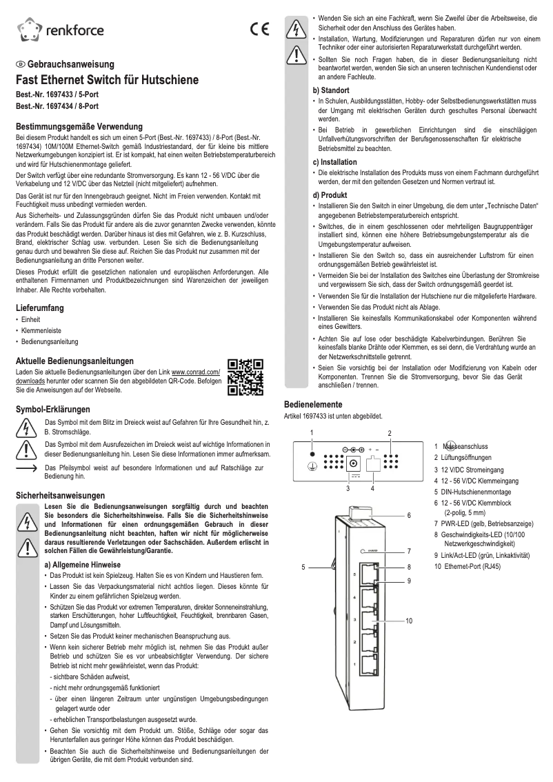 Page 1 de la notice Manuel utilisateur Renkforce FEH-800