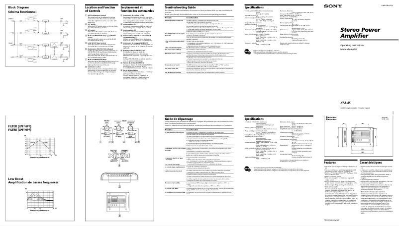 Page 1 de la notice Manuel utilisateur Sony XM-4S