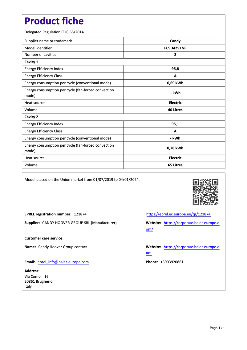 Image de la première page du manuel de l'appareil FC9D425XNF