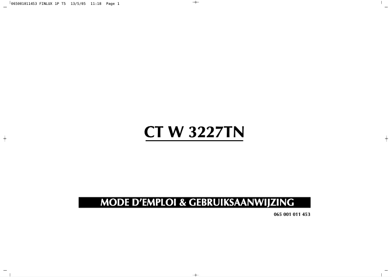Page 1 de la notice Manuel utilisateur Finlux CTW3227TN