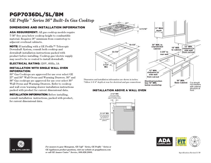 Image de la première page du manuel de l'appareil Profile PGP7036BMTS