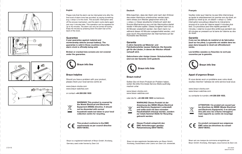 Page 1 de la notice Manuel utilisateur Braun BNC004GYGY