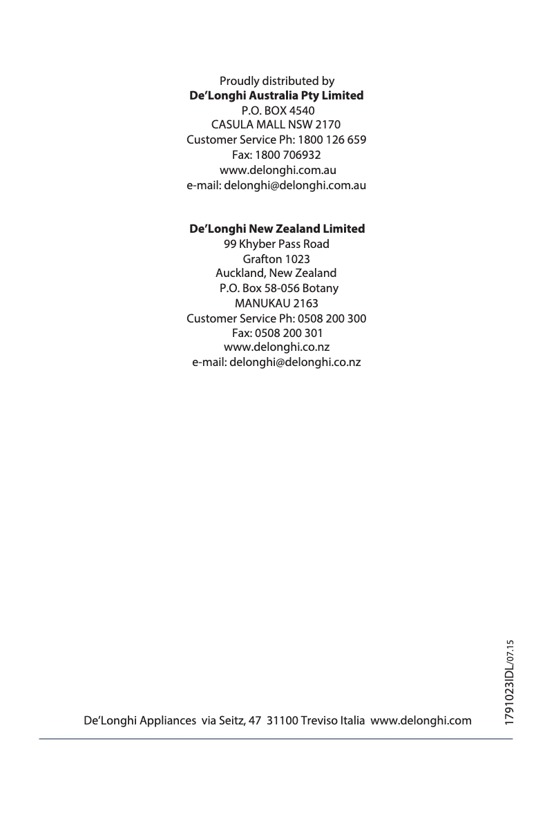 Page n°1 - Manuel utilisateur DeLonghi CGH900