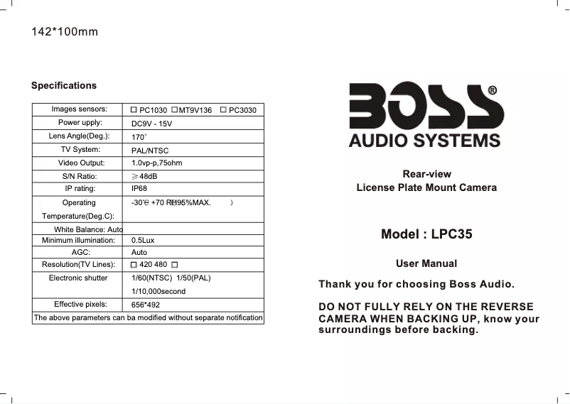 Page n°1 - Manuel utilisateur Boss LPC35