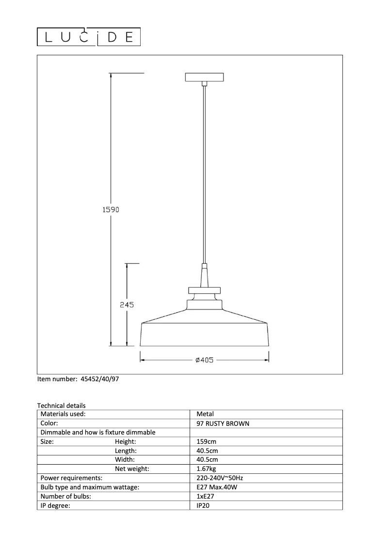 Page n°1 - Manuel utilisateur Lucide Camus 45452/40/97