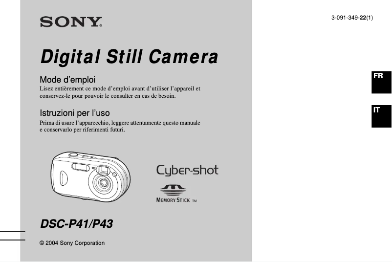Page 1 de la notice Manuel utilisateur Sony Cybershot DSC-P41
