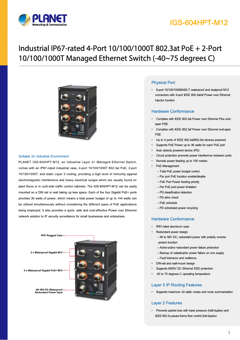 Image de la première page du manuel de l'appareil IGS-604HPT-M12