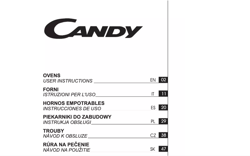 Page 1 de la notice Manuel utilisateur Candy CFSX518/4U