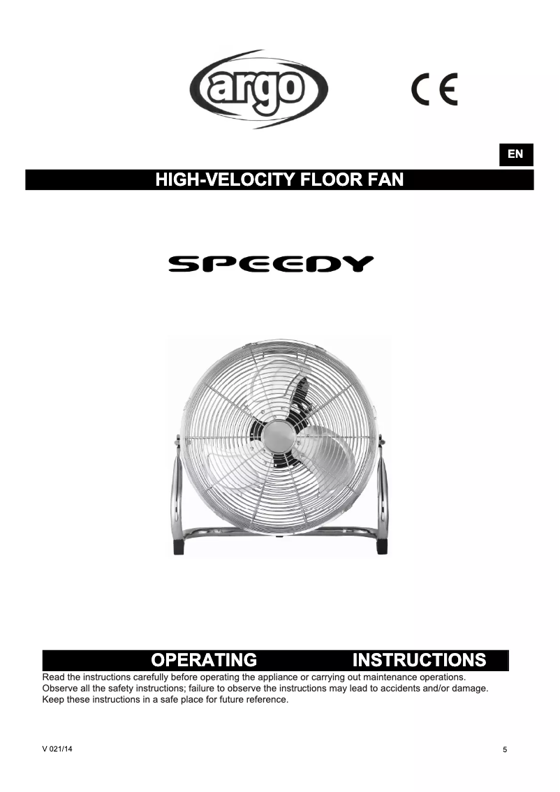 Page 1 of the manual User Manual Argoclima Speedy