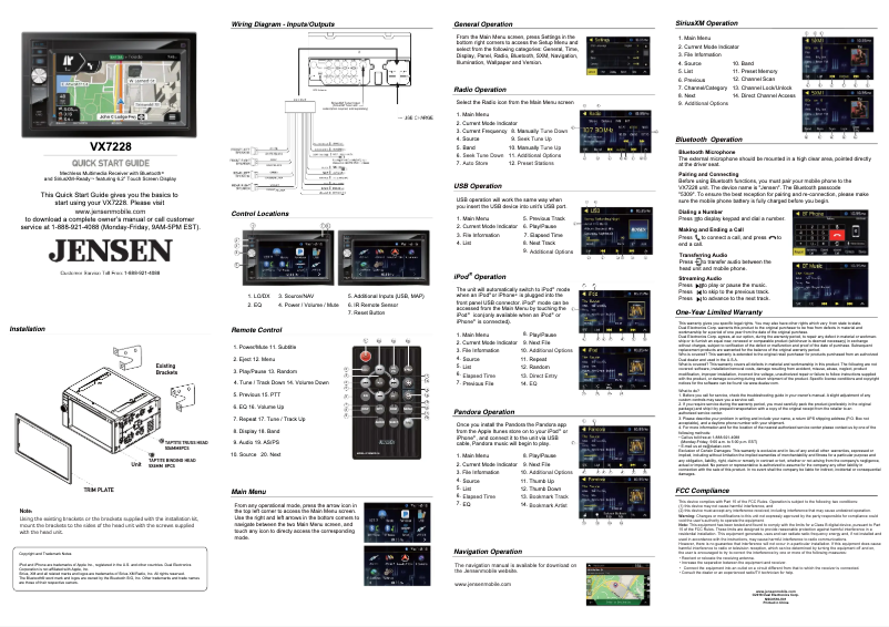 Page 1 de la notice Guide de démarrage rapide Jensen VX7228