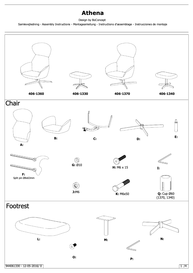 Page 1 de la notice Manuel utilisateur BoConcept Athena