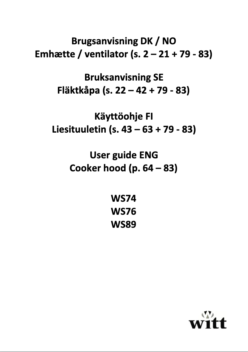 Page 1 de la notice Manuel utilisateur Witt WS89