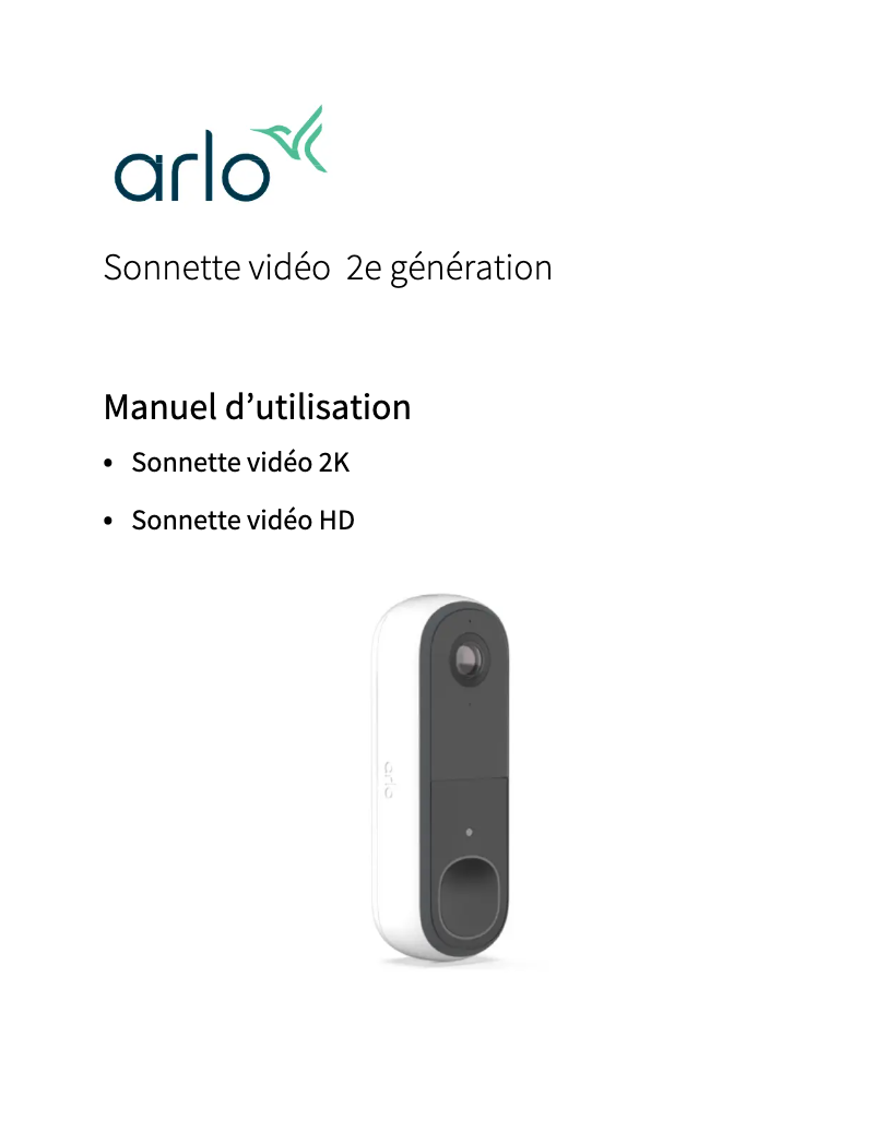 Image de la première page du manuel de l'appareil 2K Wireless Video Doorbell