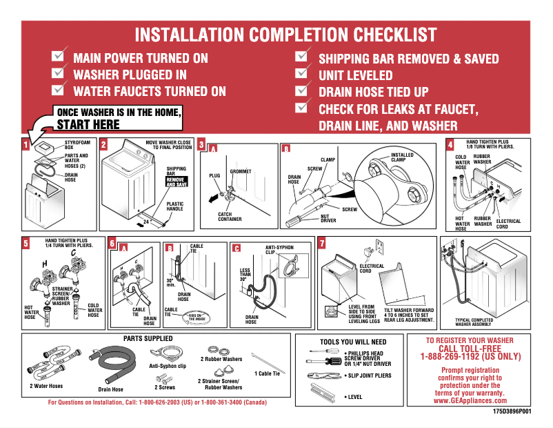 Page n°1 - Guide d'installation GE WBXR1090AAA