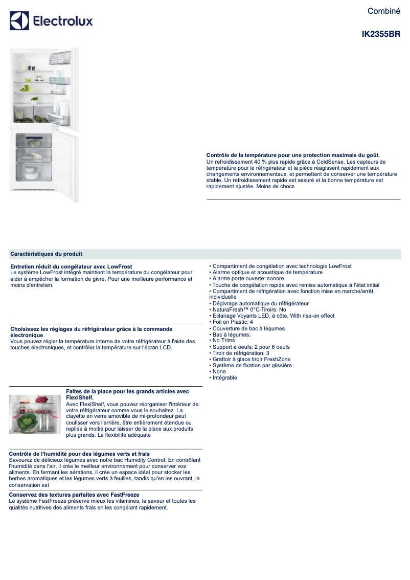 Page n°1 - Fiche technique Electrolux IK2355BR