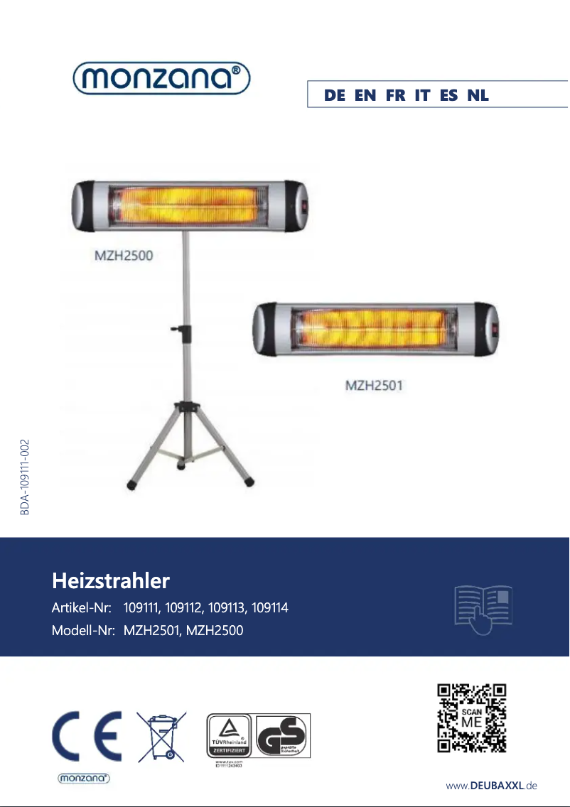 Page 1 de la notice Manuel utilisateur Monzana MZH2500