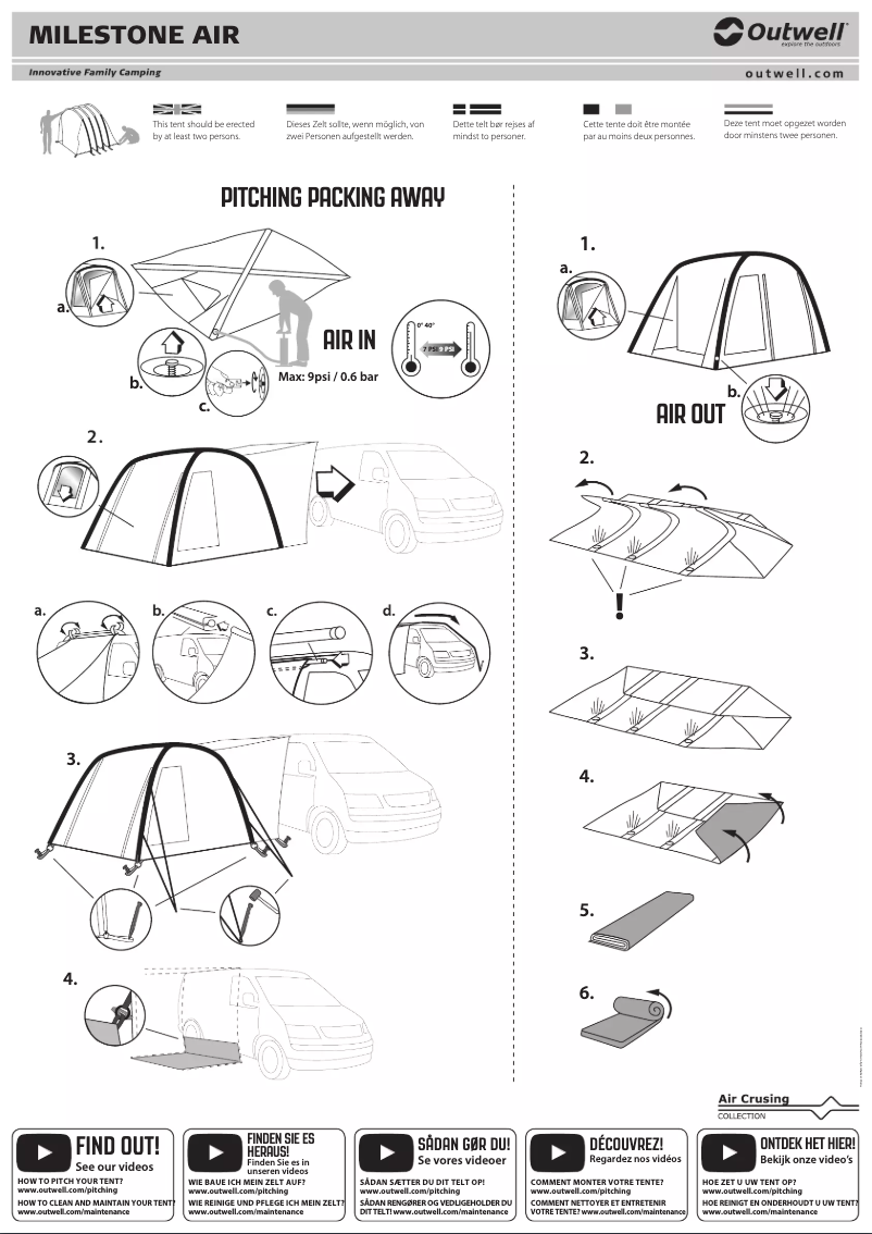Page 1 de la notice Manuel utilisateur Outwell Milestone Air