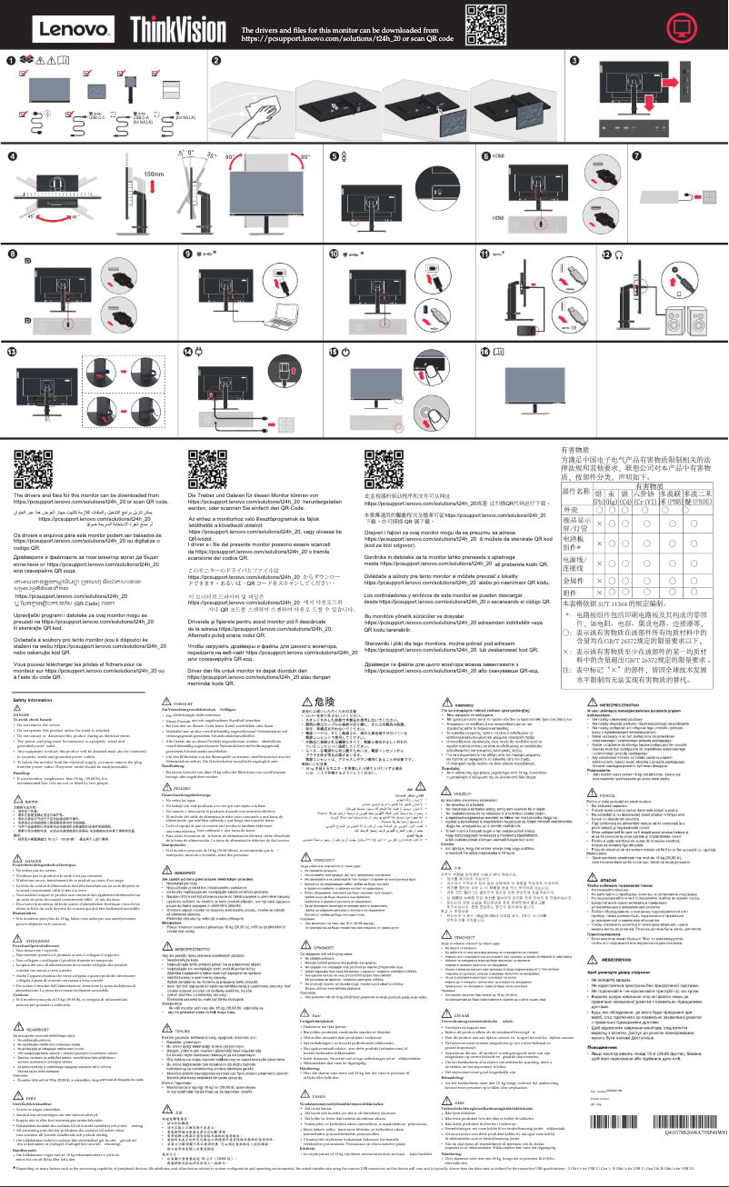 Page 1 de la notice Manuel utilisateur Lenovo ThinkVision T24h-20