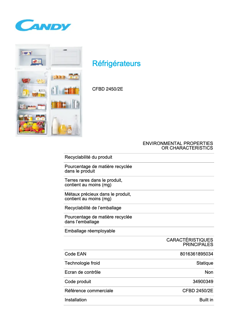Image de la première page du manuel de l'appareil CFBD 2450/2E