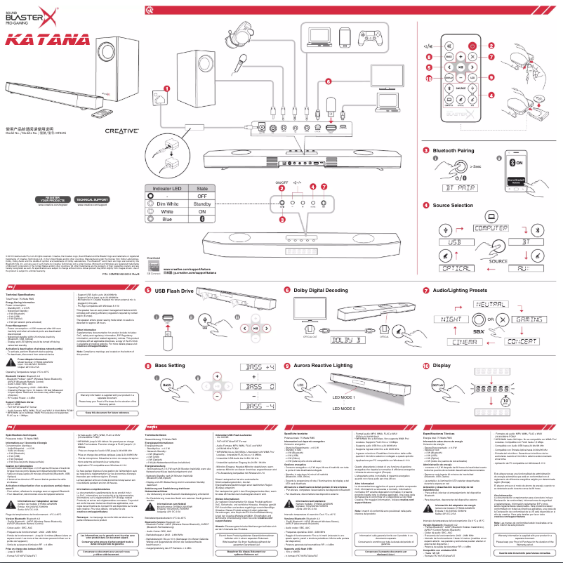 Página 1 del manual Manual de usuario Creative Sound BlasterX Katana