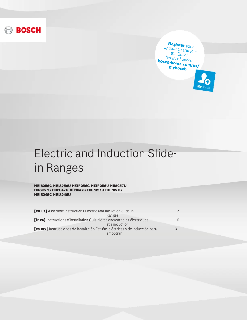 Page 1 de la notice Guide d'installation Bosch HIIP057C