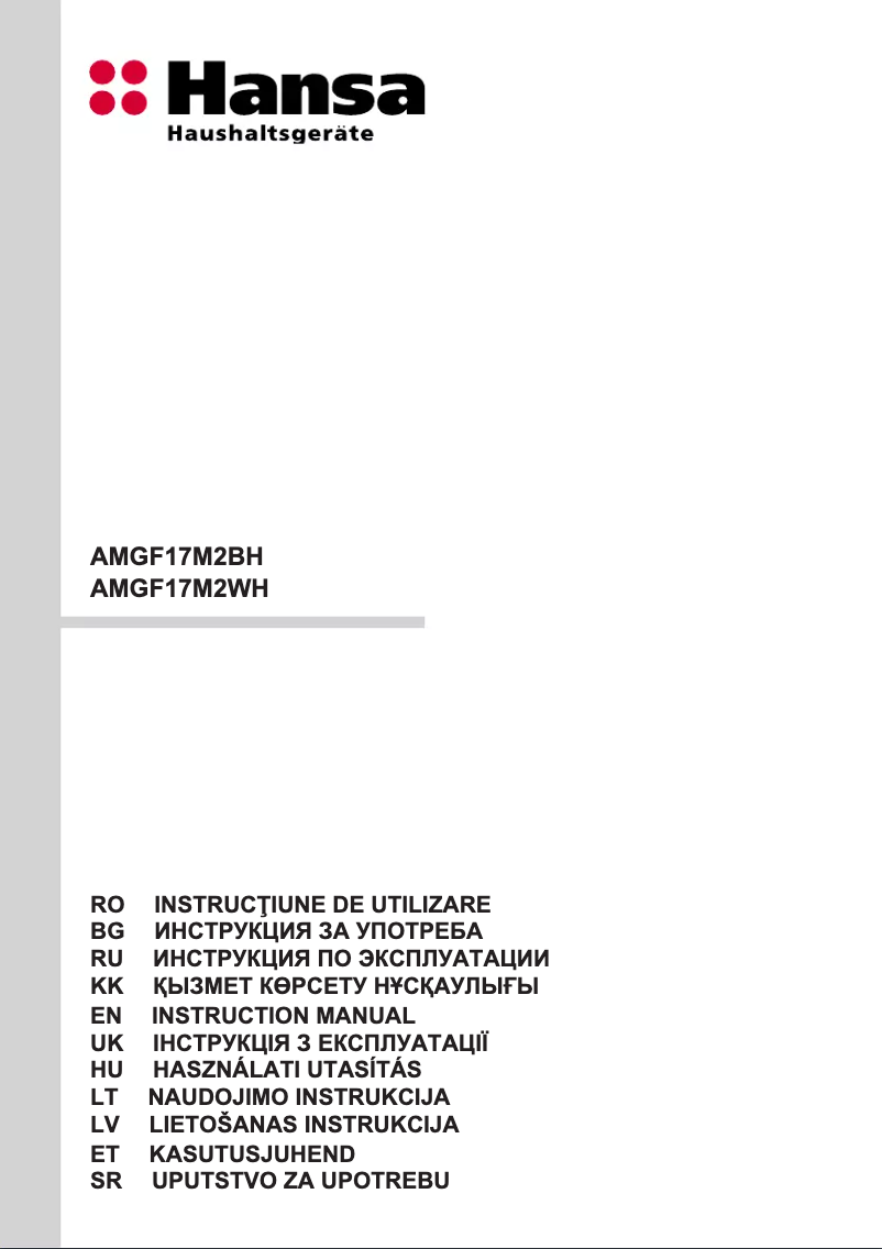 Page n°1 - Manuel utilisateur Hansa AMGF17M2WH
