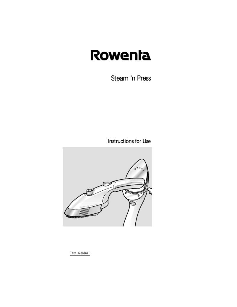 Page n°1 - Manuel utilisateur Rowenta Steam 'n Press