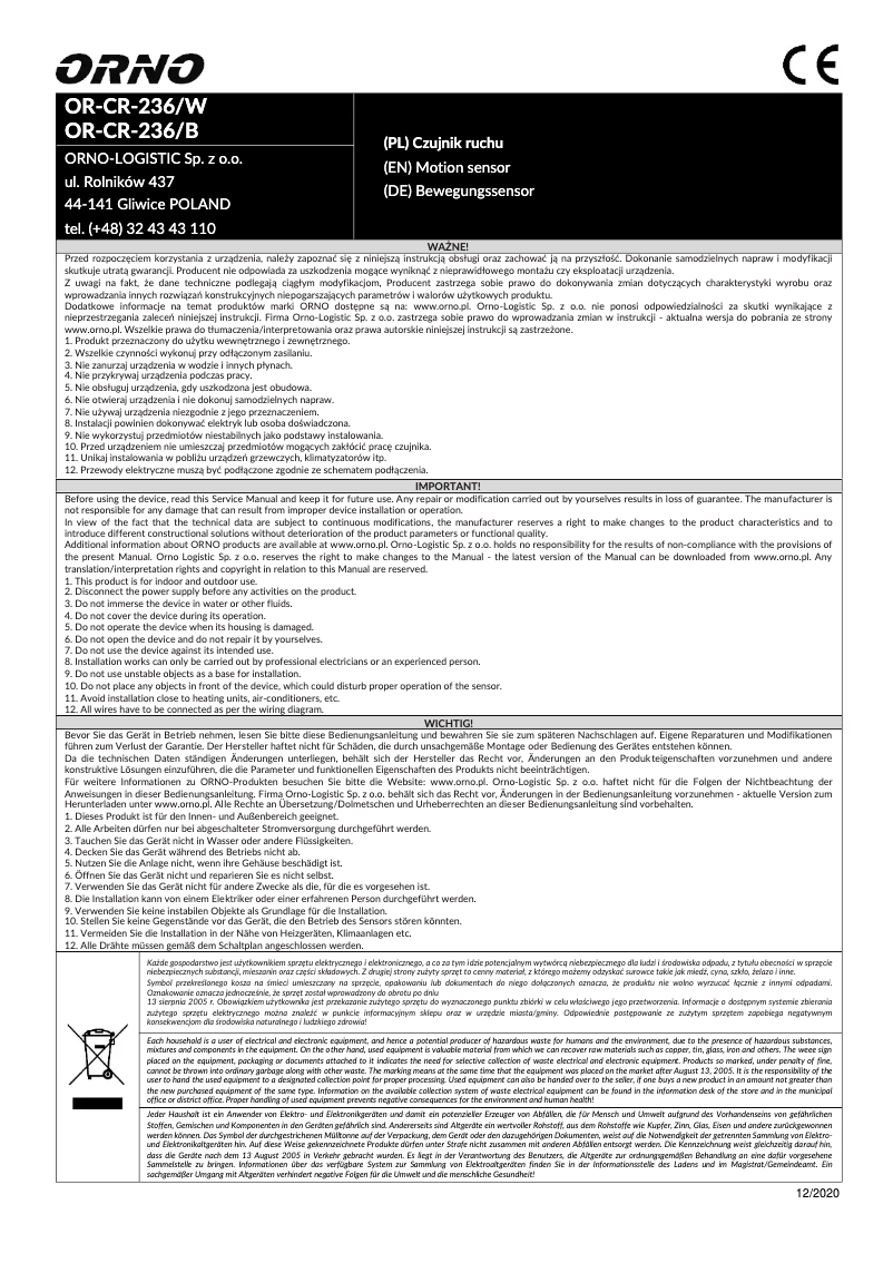 Página 1 del manual Manual de usuario ORNO OR-CR-236