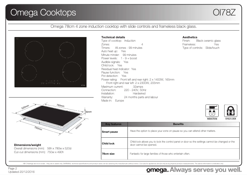 Page n°1 - Fiche technique Omega OI78Z