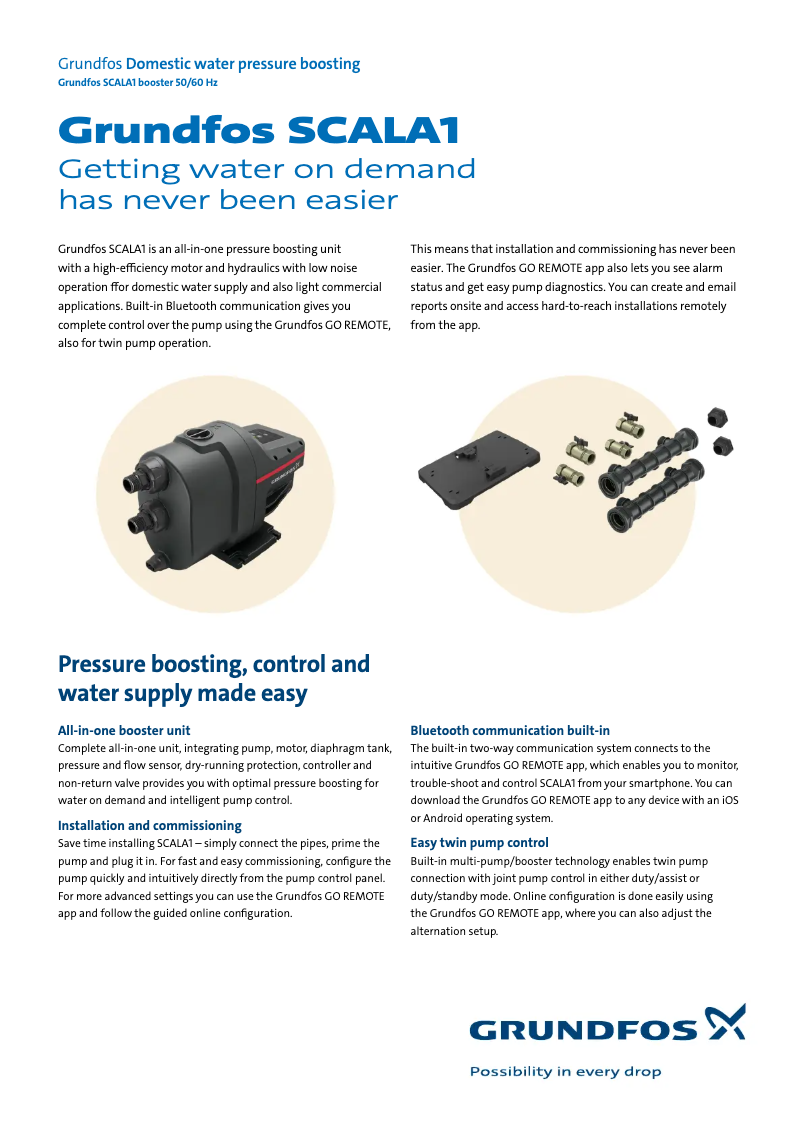 Page 1 de la notice Brochure Grundfos SCALA1