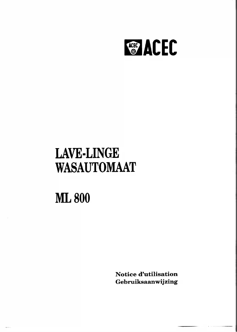 Page n°1 - Manuel utilisateur Acec ML 800