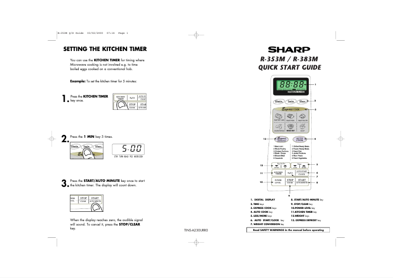 Page n°1 - Manuel utilisateur Sharp R-383M