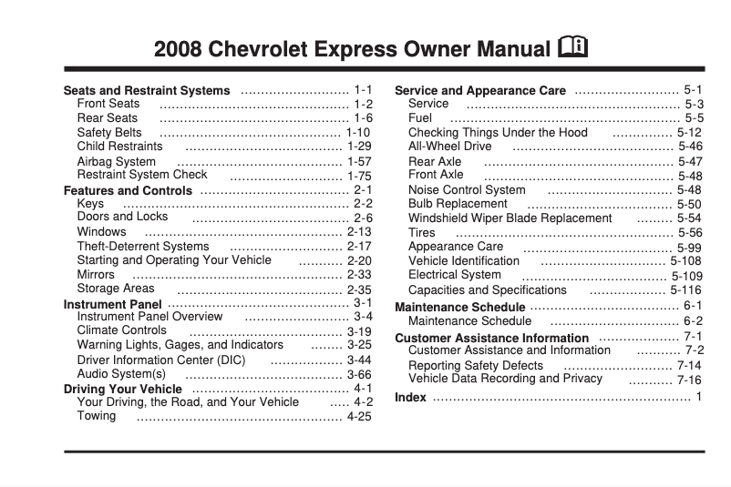 Page 1 de la notice Manuel utilisateur Chevrolet City Express (2016)