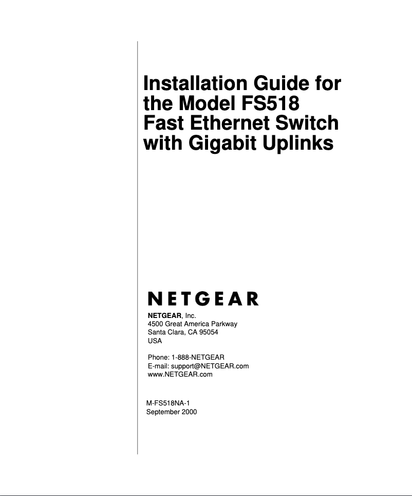 Page n°1 - Guide d'installation Netgear FS518