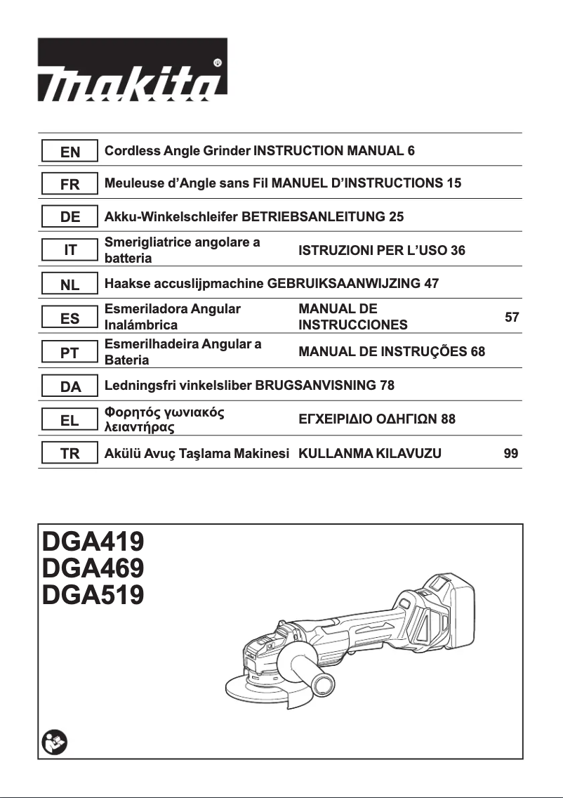 Página 1 del manual Manual de usuario Makita DGA469Z