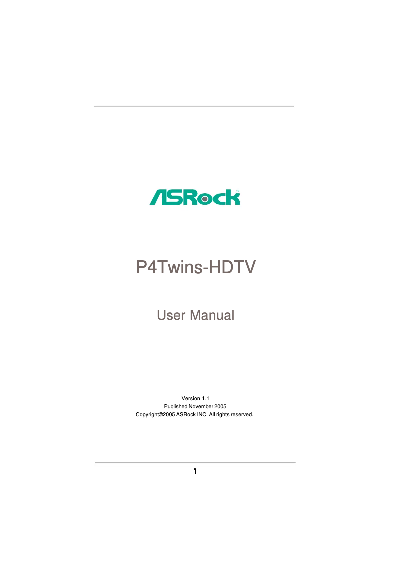 Page n°1 - Manuel utilisateur Asrock P4Twins-HDTV