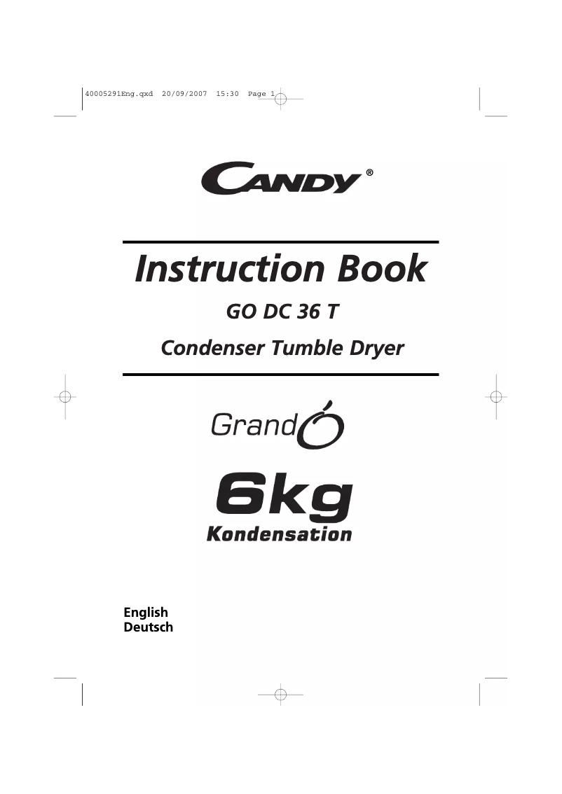 Page n°1 - Manuel utilisateur Candy GODC36T-84