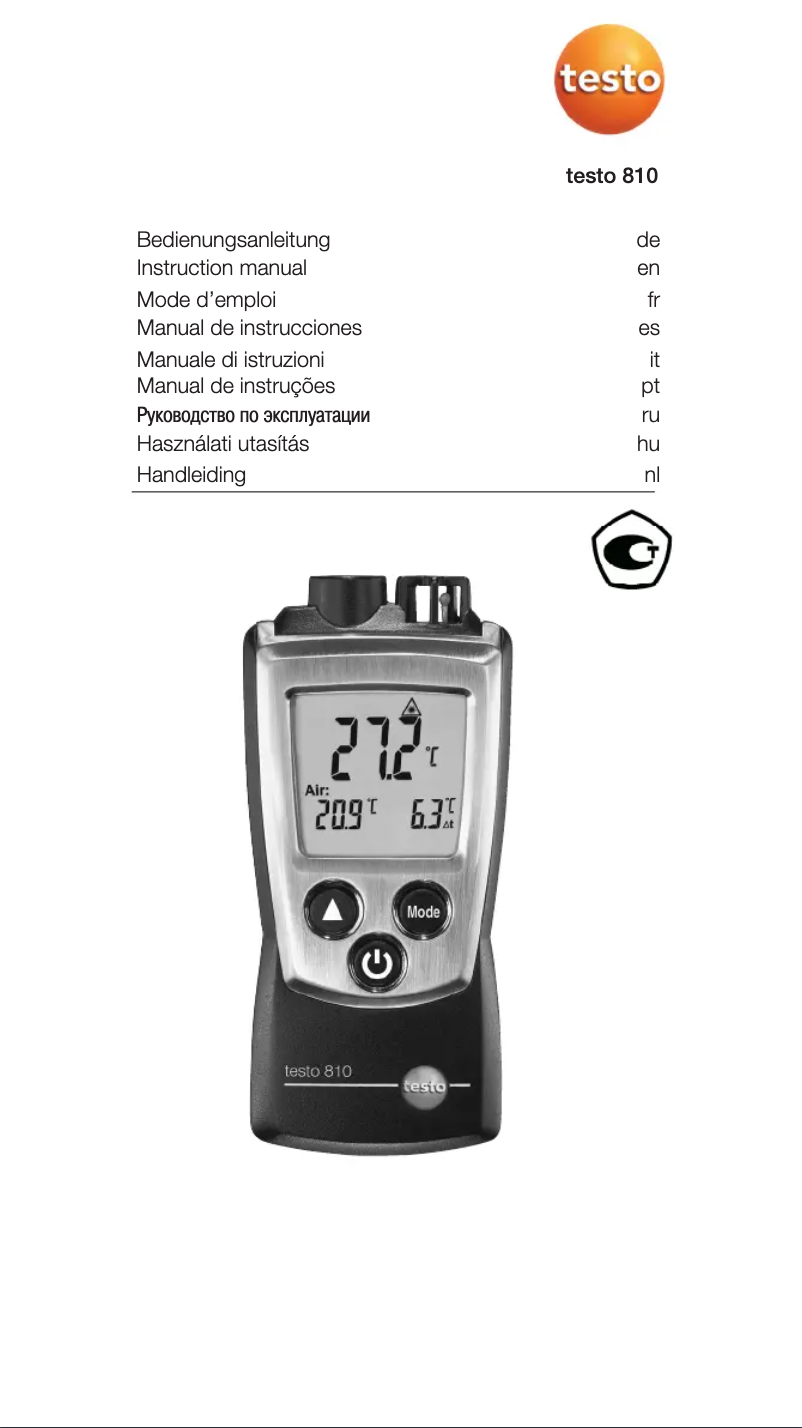Page 1 de la notice Manuel utilisateur Testo 810